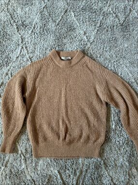 Everlane Warm Camel Ribbed Crewneck Sweater